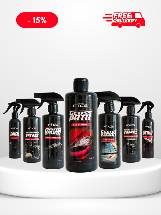 FTCG Ultimate Car Care Kit - complete 8-in-1 car cleaning, shining & protection bundle