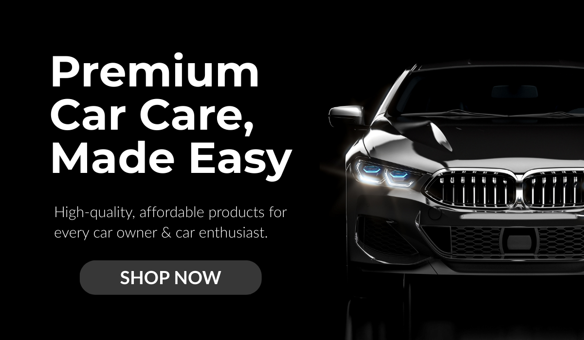 FTCG homepage banner - black background with car image promoting “Premium Car Care, Made Easy” high-quality affordable car care products for enthusiasts