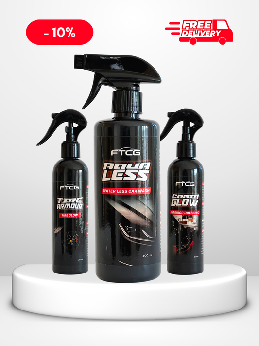FTCG Waterless Interior & Exterior Kit - waterless wash, tire & interior care combo